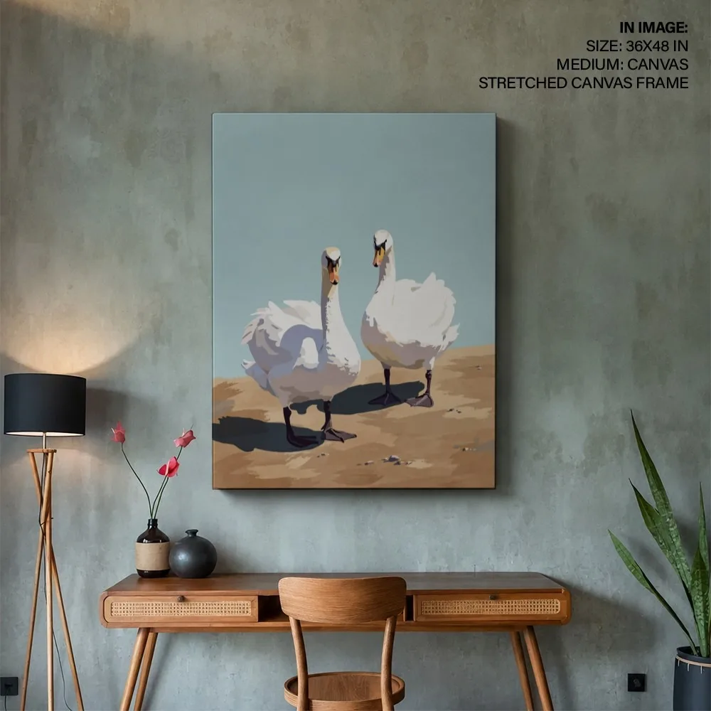 Scandinavian Two White Swans – Vastu Energy Wall Decor, Southwest, For Fidelity and Harmony