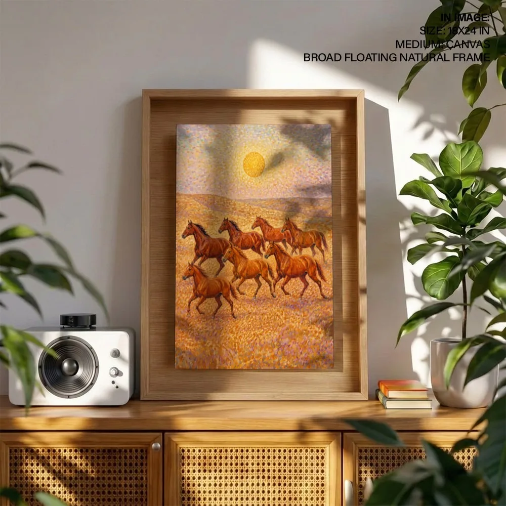 Impressionism Seven Running Horses – Vastu Home Decor, South, For Fame and Power