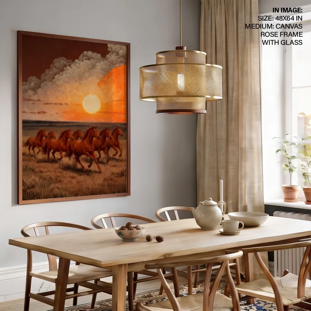 Romantic Seven Chestnut Horses – Vastu Wall Hanging, South, For Fame and Power