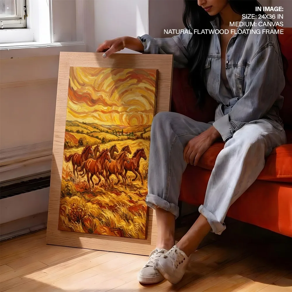 Famous Artists Seven Galloping Horses – Vastu Shastra Space Decor, South, For Fame and Power