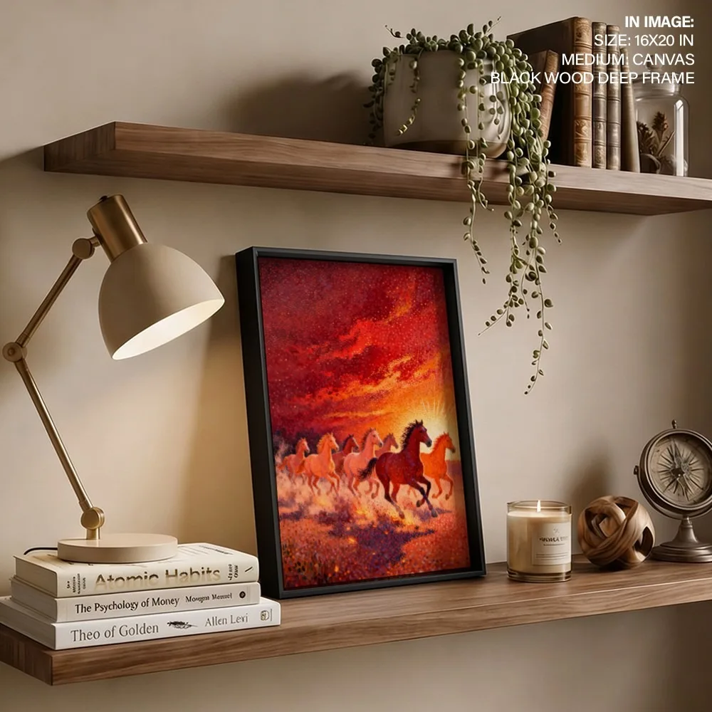 Impressionism Running Horses – Vastu Wall Hanging, South, For Fame and Power