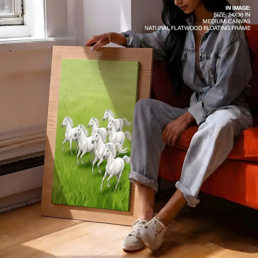 Nature Seven White Horses – Vastu Home Decor, East, For Progress and Recognition