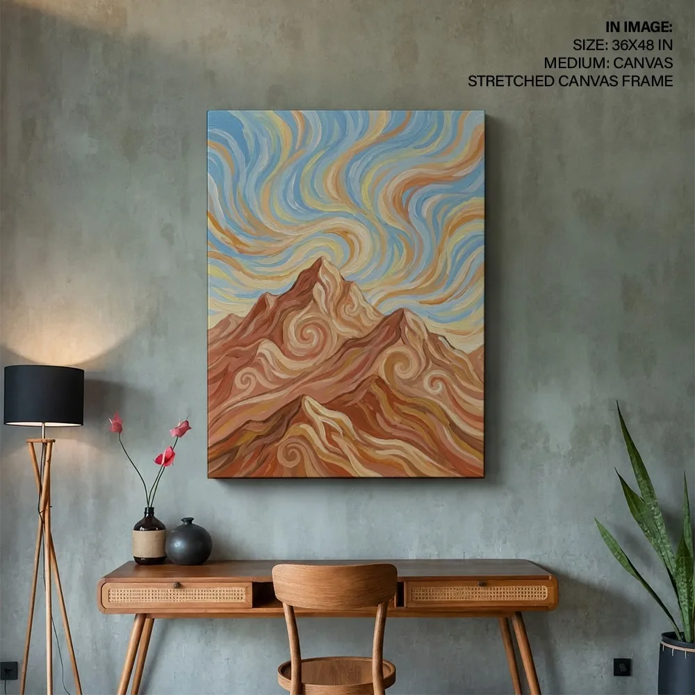 Art Nouveau Swirling Mountains – Vastu Energy Home Decor, Southwest, For Stability and Support