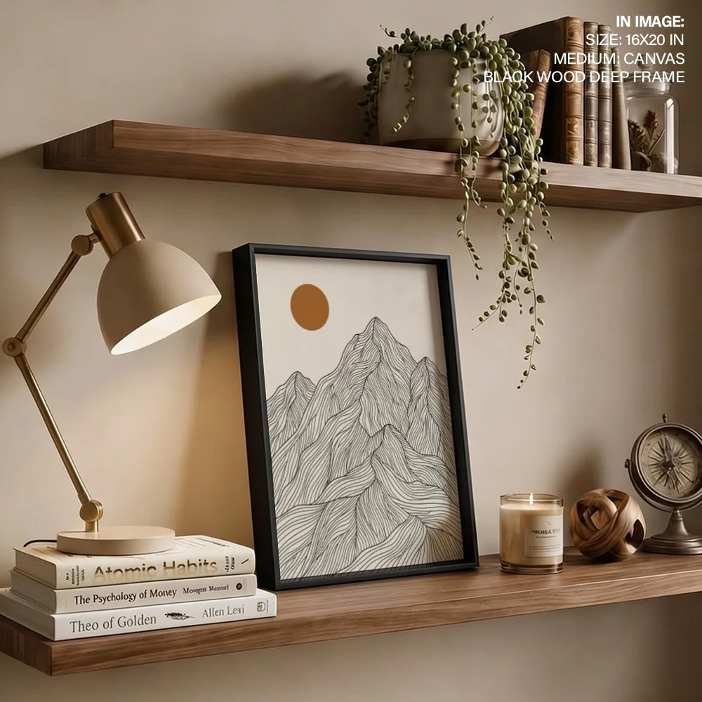 Minimalist Mountains and Sun – Vastu Wall Hanging, Southwest, For Stability and Support