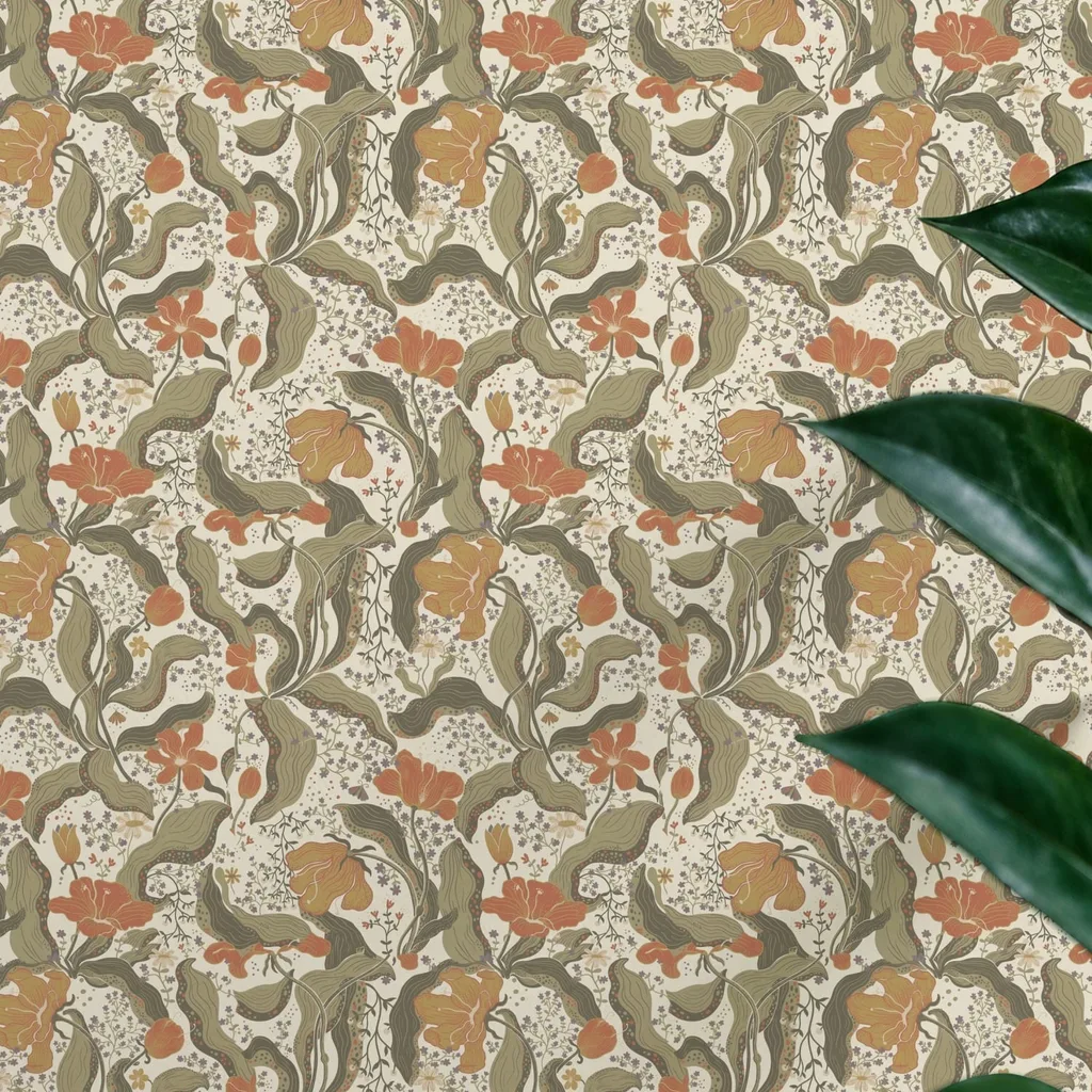 Art Nouveau Floral Pattern Golden