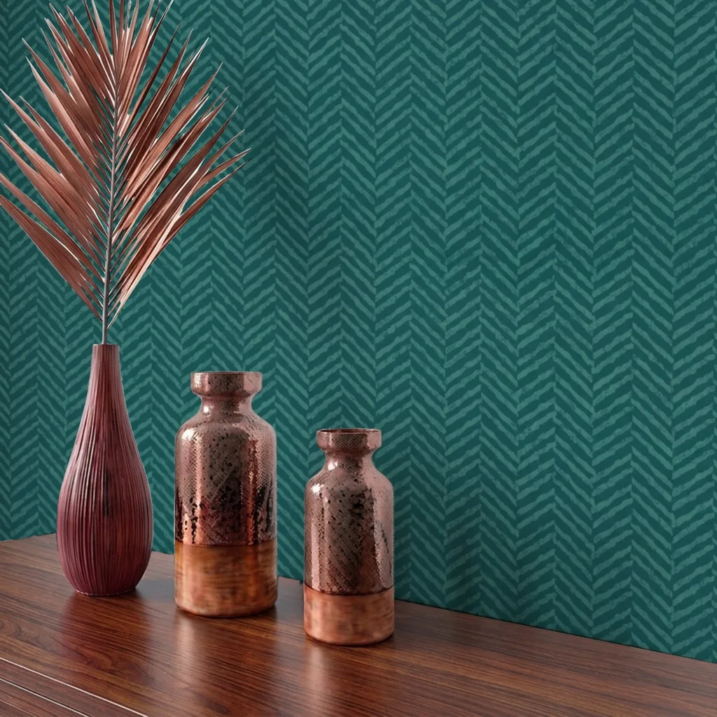 Geometric Teal Herringbone Pattern