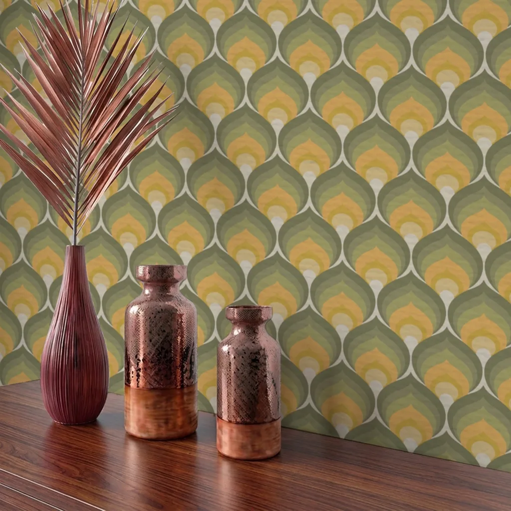 Retro Geometric Leaf Pattern