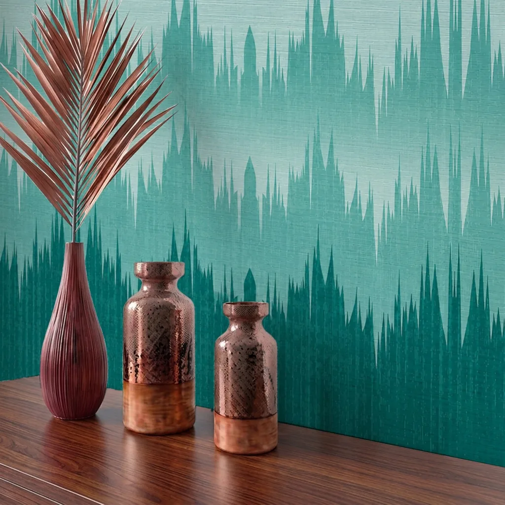 Abstract Jagged Teal Cityscape