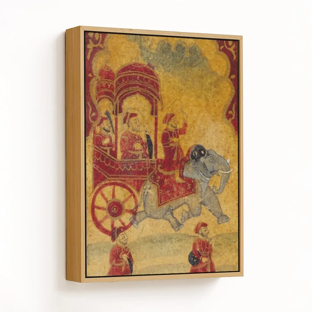A King in an Elephant-drawn Carriage, King of the Ghulam (Slave or Servant) Suit, Playing Card from by Unknown Artist (19th c) – Home Decor