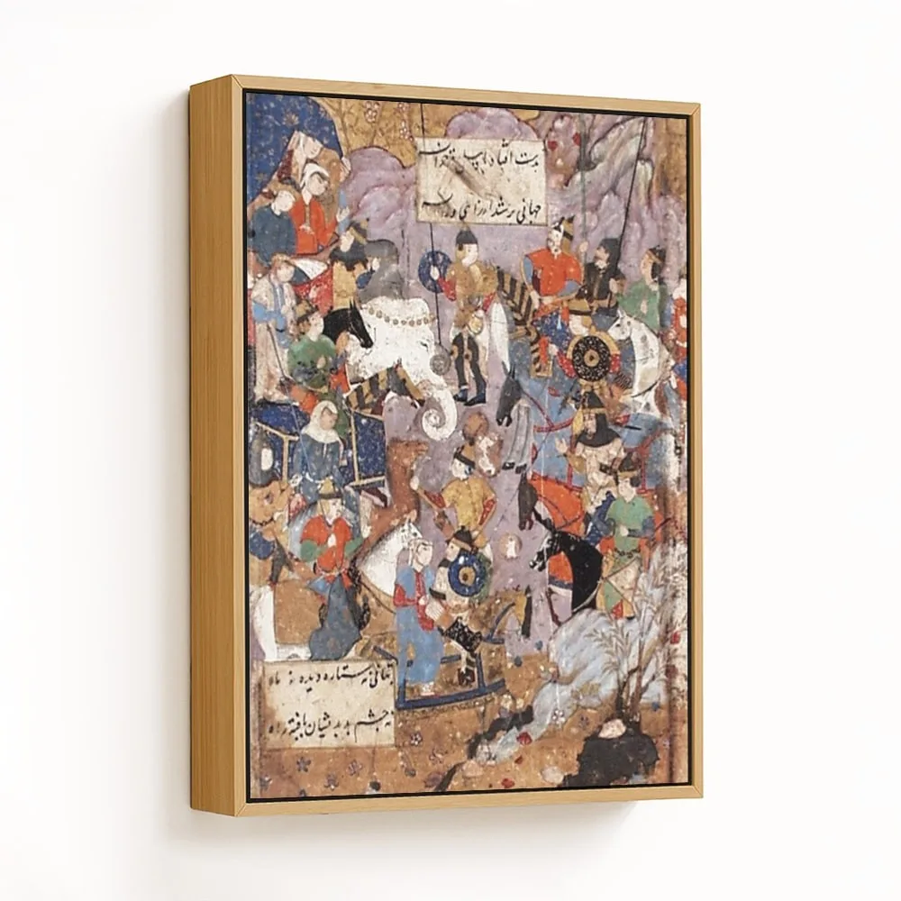 A Major Personage Arriving on a White Elephant, Page from a Manuscript of the Haft Awrang (Seven Thr by Unknown Artist (c1560) – Wall Art