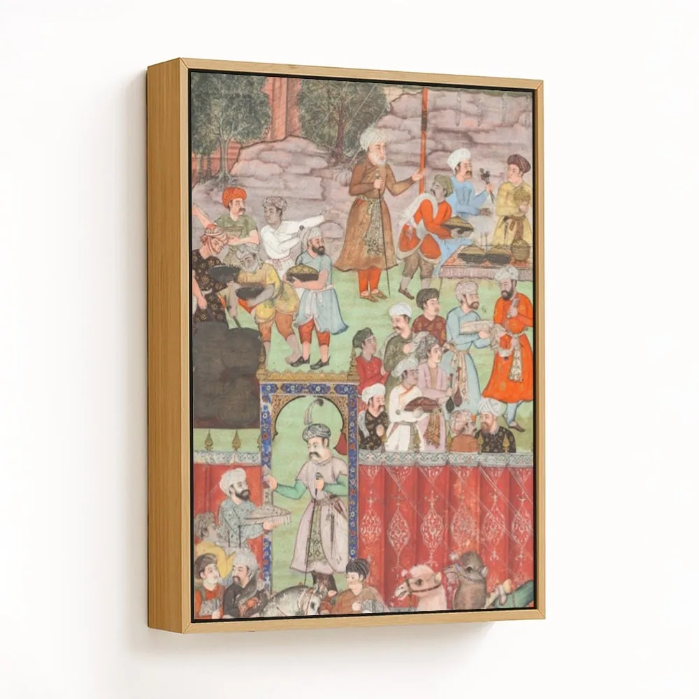 A feast for Babur hosted by his half-brother Jahangir Mirza in Ghazni in May 1505, from a Babur-nama by Basavana (c1589-1900) – Wall Art