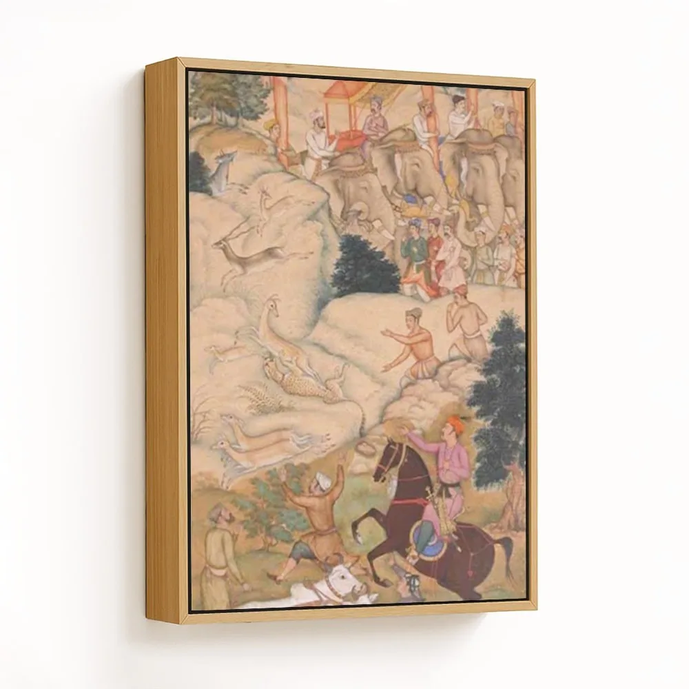 Akbar Hunting with Cheetahs, Folio from an Akbarnama by Manohar (c1604) – Wall Hanging