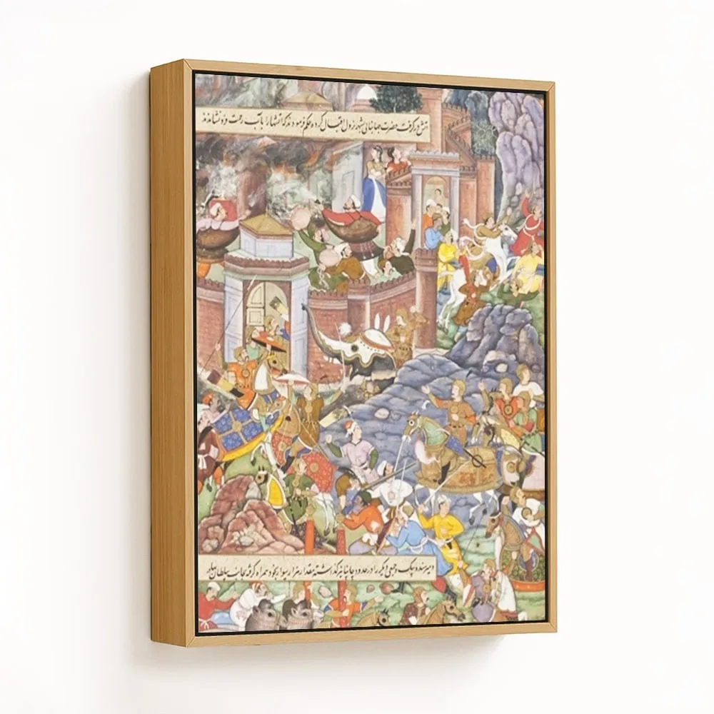 Flight of Sultan Bahadur During Humayun's Campaign in Gujarat in 1535, Folio from an Akbarnama (Hist by Dharmdas (c1590) – Wall Art