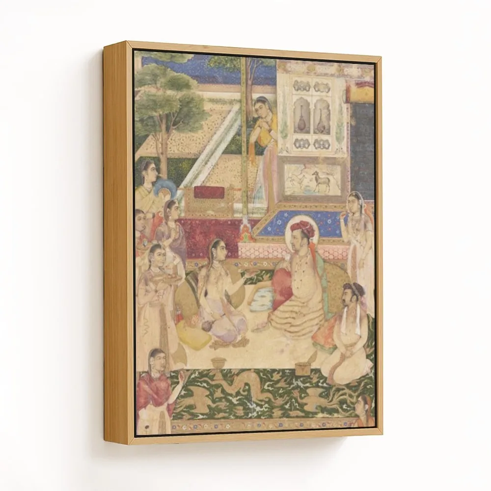 Jahangir and Prince Khurram Entertained by Nur Jahan by Unknown Artist (1640-1650) – Wall Painting