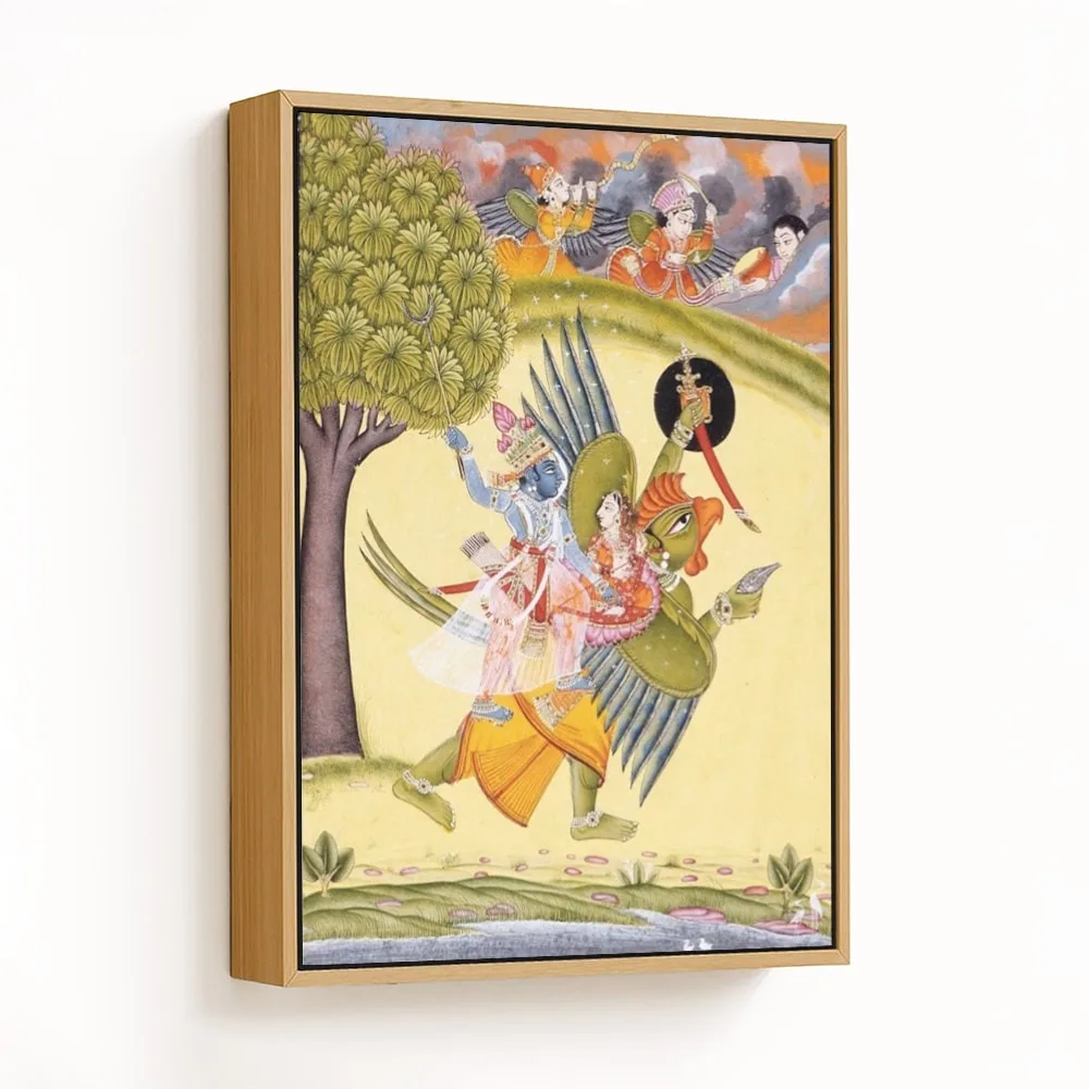 Krishna Mounting Garuda with Satyabhama by Unknown Artist (c1730) – Wall Hanging