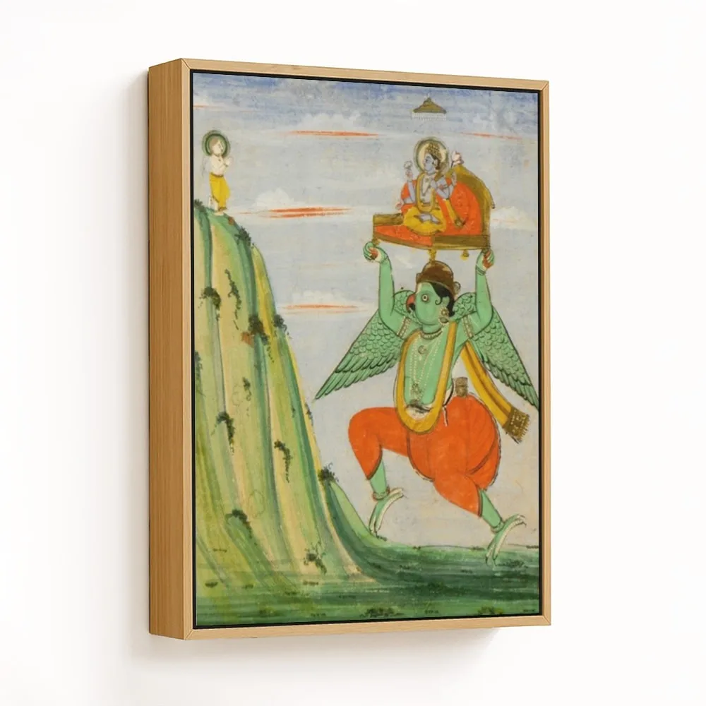 Lord Vishnu rushing to save his devotee Dhruva by Unknown Artist (1901-1925) – Wall Painting