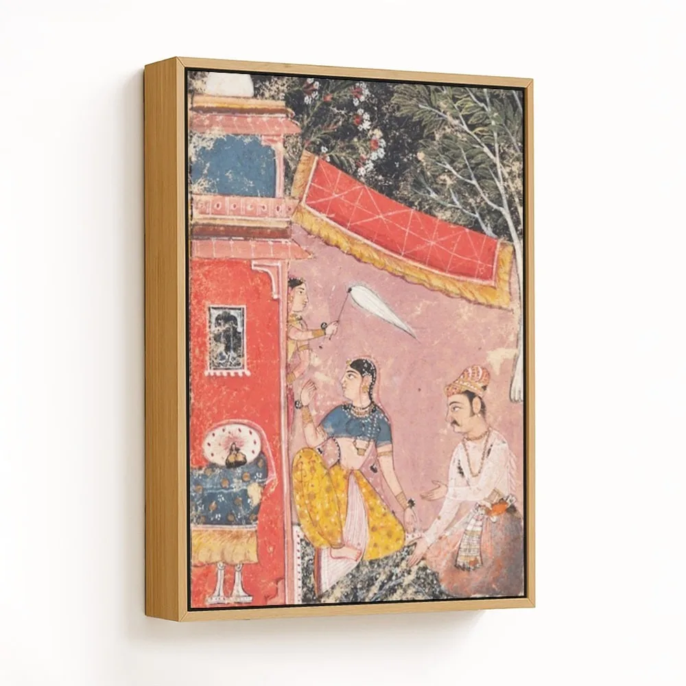 Lovers on a Terrace Ramakali Ragini of Hindol, from a Bundi Ragamala by Unknown Artist (c1610) – Wall Hanging