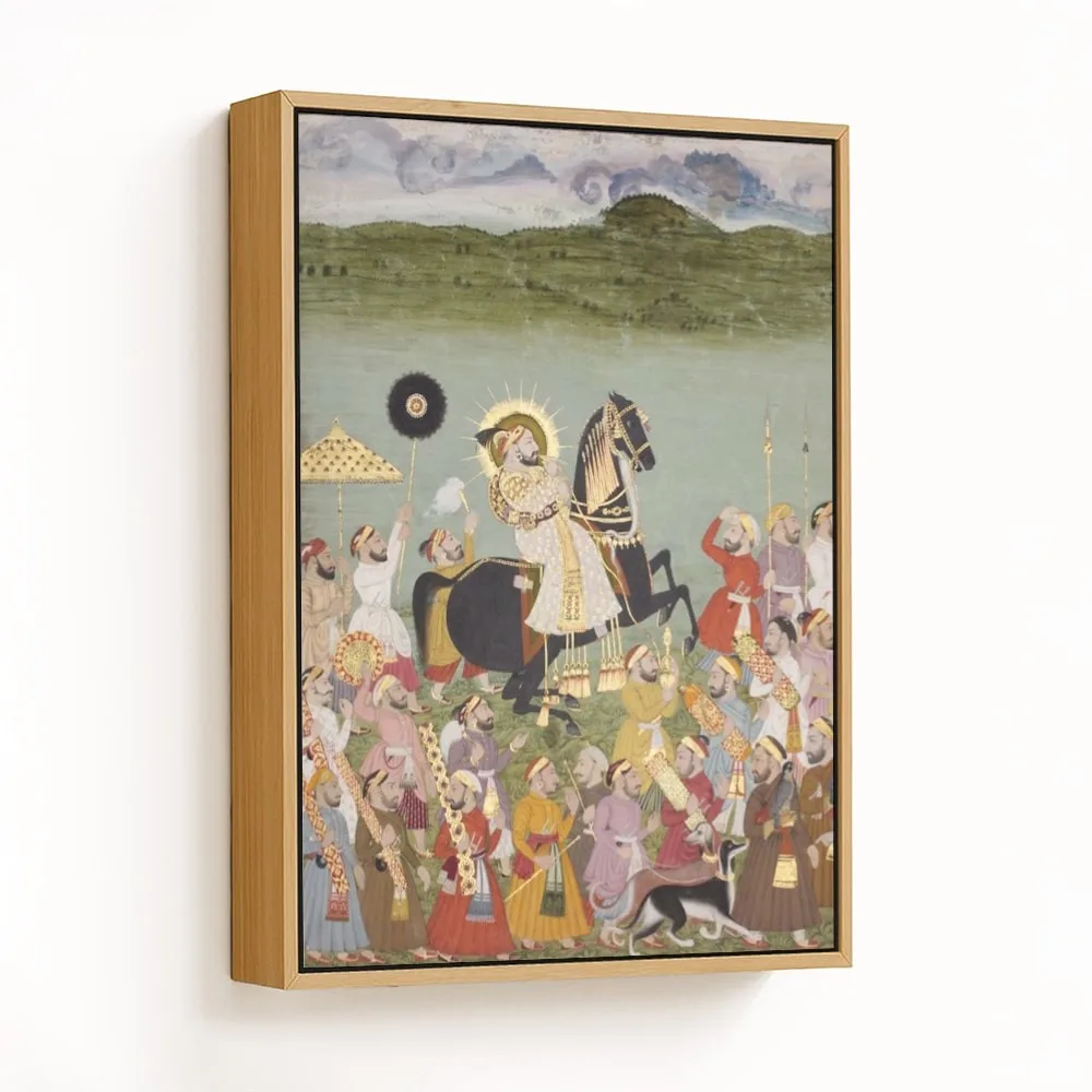 Maharana Sangram Singh of Mewar out Hunting on his Horse, Jambudvipa by Unknown Artist (c1720) – Home Decor