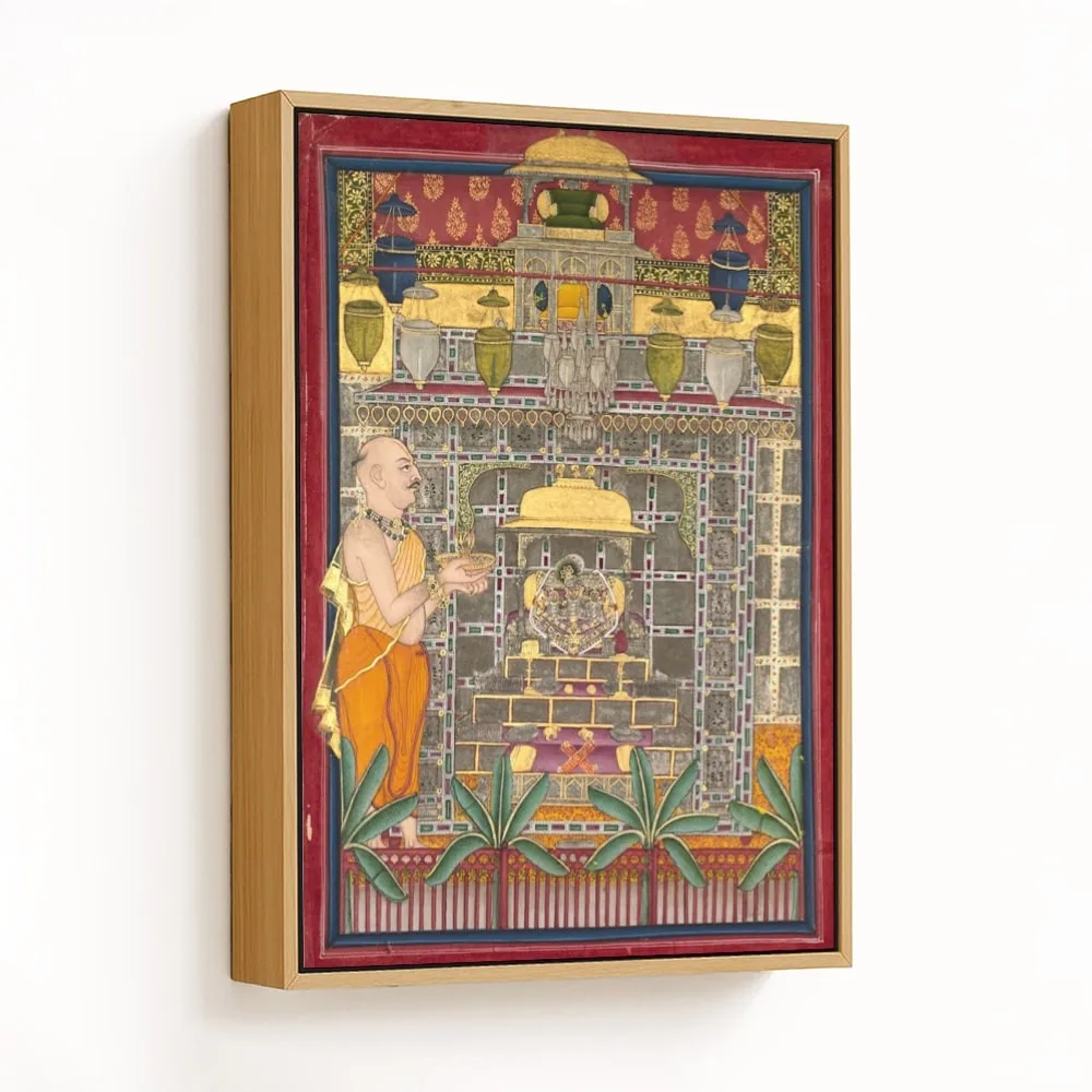 Maharao Kishor Singh II of Kota (r. 1819–28) Worshiping Krishna as Brij Rajji by Unknown Artist (c1825) – Wall Decor