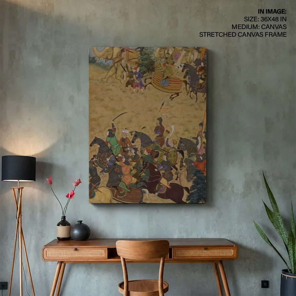 Mughal Troops Chase the Armies of Da'ud from an Akbarnama by Manohar (c1596-1600) – Wall Decor