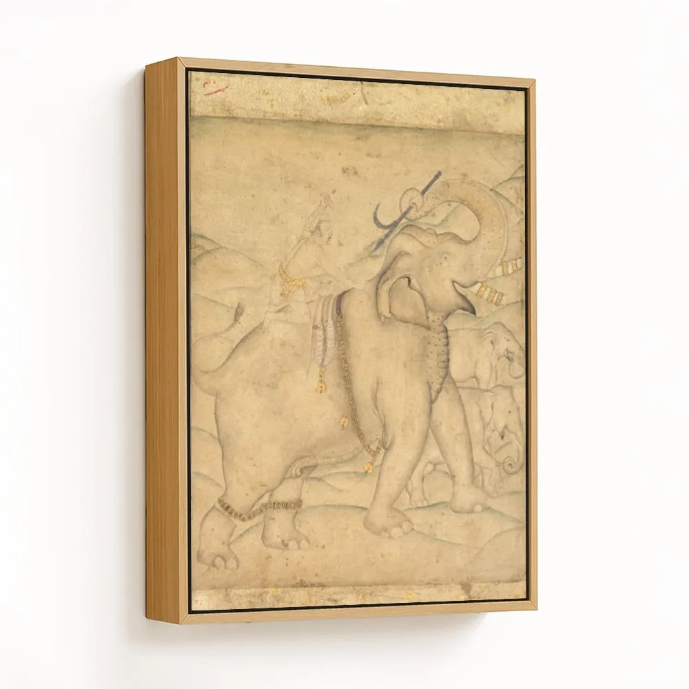 Portrait of Emperor Jahangir Riding an Elephant by Unknown Artist (1700-1750) – Wall Hanging