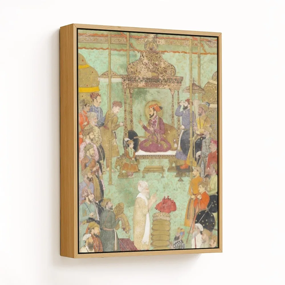 Shah Jahan enthroned with Mahabat Khan and a Shaykh, from the late Shah Jahan Album by 'Abid (1629-1630) – Wall Art