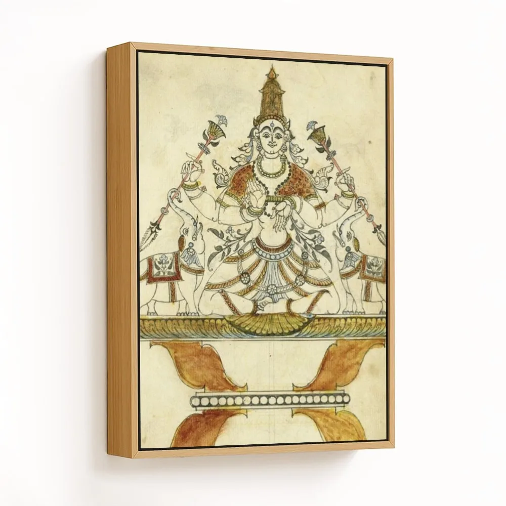 The Hindu deity Lakshmi with elephants (front); The Hindu deity Krishna playing the flute (back) by Unknown Artist (c1825-1875) – Wall Art