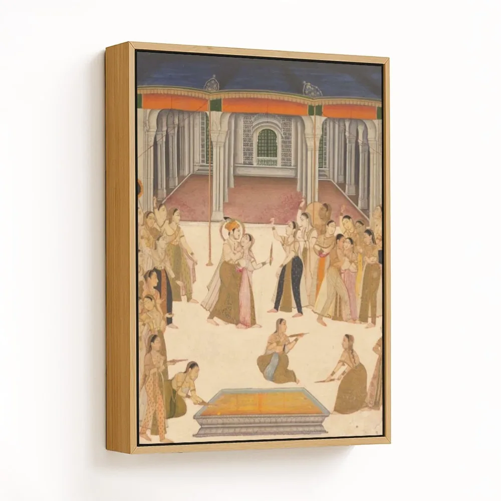 The emperor Jahangir celebrating the Festival of Holi with the ladies of the zenana by Unknown Artist (c1800) – Wall Painting