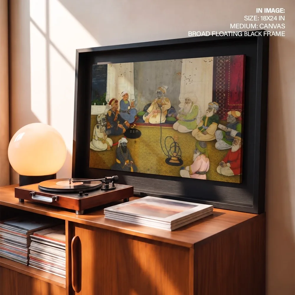 Emperor Akbar enjoying Huqqa in court by Unknown Artist (1900-1999) – Home Decor
