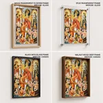 Single Panel Patachitra of Goddess Durga and Worshippers by Anwar Chitrakar (2019) – Wall Hanging