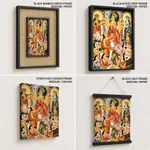 Single Panel Patachitra of Goddess Durga and Worshippers by Anwar Chitrakar (2019) – Wall Hanging
