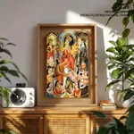 Single Panel Patachitra of Goddess Durga and Worshippers by Anwar Chitrakar (2019) – Wall Hanging