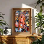 Single Panel Patachitra of Goddess Durga with Family by Anwar Chitrakar (2019) – Wall Decor