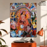 Single Panel Patachitra of Goddess Durga with Family by Anwar Chitrakar (2019) – Wall Decor
