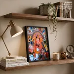 Single Panel Patachitra of Goddess Durga with Family by Anwar Chitrakar (2019) – Wall Decor