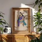 Sundari with a peacock by Kalam Patua (early 21st c) – Wall Art