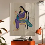 Sundari with a peacock by Kalam Patua (early 21st c) – Wall Art
