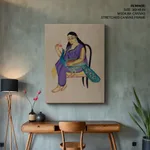 Sundari with a peacock by Kalam Patua (early 21st c) – Wall Art